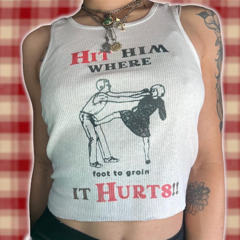 Tank Top Ribbed - 셀프 디펜스 빈티지 스타일 골지 탱크탑