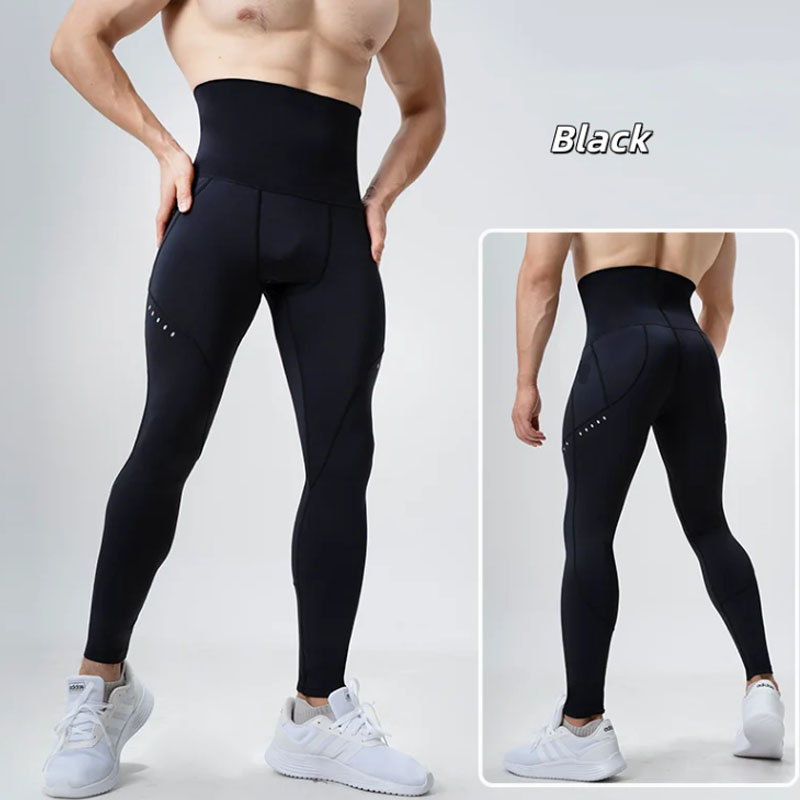 Compression Long Pant - 남성용 하이웨이스트 압박 레깅스, 복부 보정