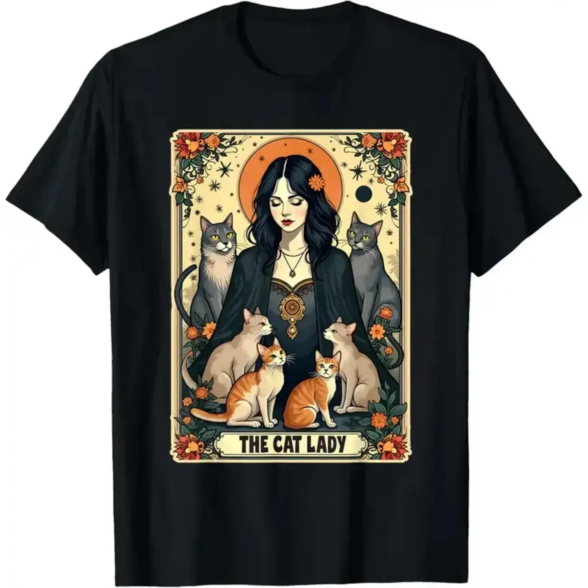 남녀공용 고양이 애호가 타로 카드 티셔츠, 여성용 마녀 - Undershirt Crew Neck 리뷰 및 가격