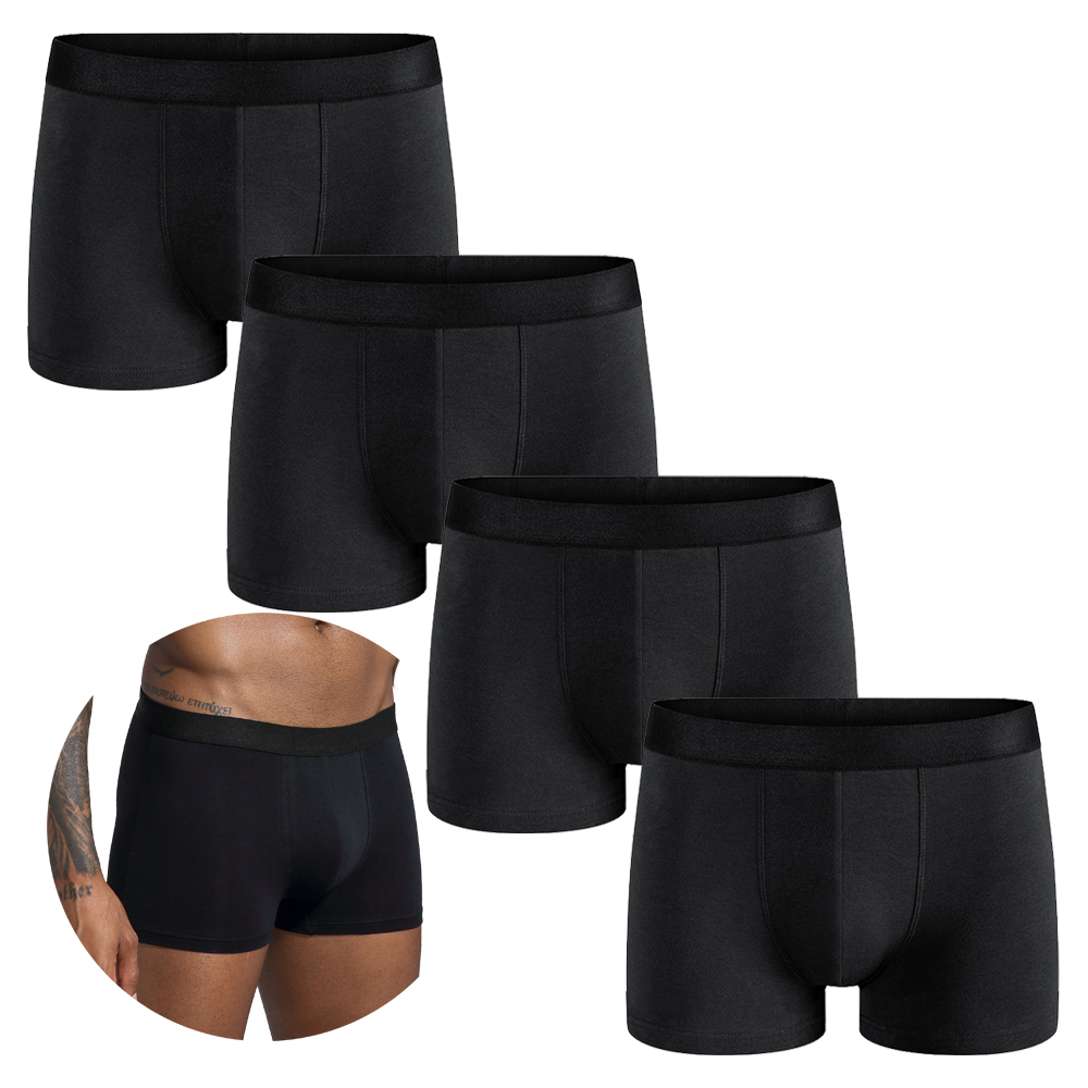 4pcs 2025 남성용 속옷 블랙 미드 웨이스트 탄성 - Boxer Shorts Modal 리뷰 및 가격